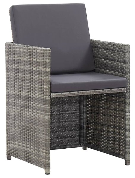 17 részes szürke polyrattan kültéri étkezőgarnitúra párnákkal