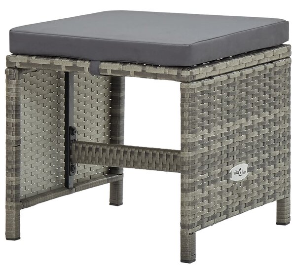 11 részes szürke polyrattan kültéri étkezőszett párnákkal