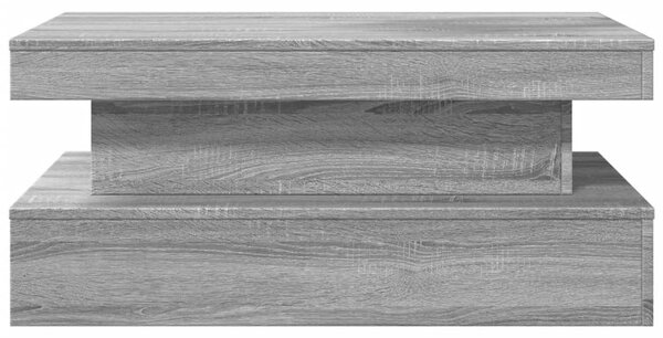 Szürke sonoma színű dohányzóasztal LED-lámpákkal 90x50x40 cm