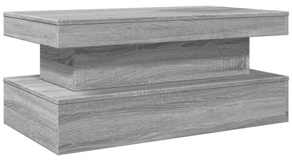 Szürke sonoma színű dohányzóasztal LED-lámpákkal 90x50x40 cm