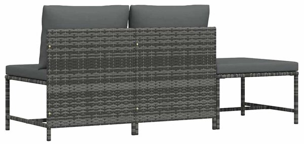 VidaXL Polyrattan Kerti Ülőgarnitúra - 3 részes - Szürke