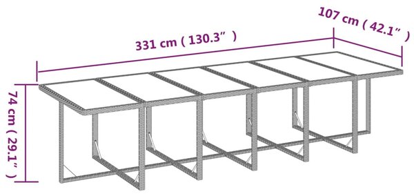 17 részes szürke polyrattan kerti étkezőgarnitúra párnákkal
