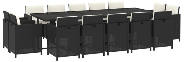 15 részes szürke polyrattan kerti étkezőgarnitúra párnákkal