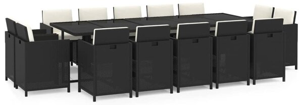 15 részes szürke polyrattan kerti étkezőgarnitúra párnákkal