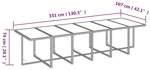 17 részes szürke polyrattan kerti étkezőgarnitúra párnákkal