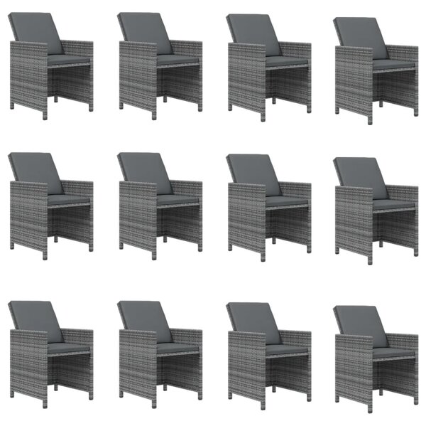 13 részes szürke polyrattan kerti étkezőgarnitúra párnákkal