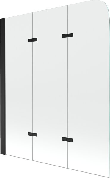 Mexen FELIX, kádparaván, 3 lapos, 120 x 140 cm, fekete-átlátszó, 890-120-003-70-00