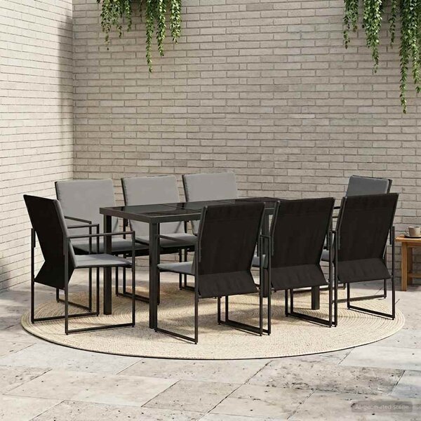 Kert étkező szett 9 pcs Fekete és Antracit 160 x 80 x 73 cm