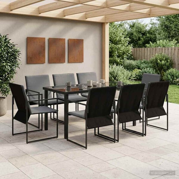 Kert étkező szett 9 pcs Fekete és Antracit 160 x 80 x 73 cm