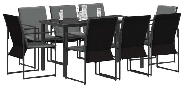 Kert étkező szett 9 pcs Fekete és Antracit 160 x 80 x 73 cm
