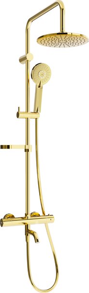 Mexen X40 zuhanyfej felső fejjel 22 cm termosztatikus kádcsappal Kai, arany, 779004091-50
