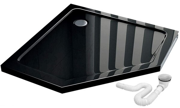 Rea Diamond - Akril zuhanytálca 90 x 90 x 5 cm + szifon, fekete, REA -K8543