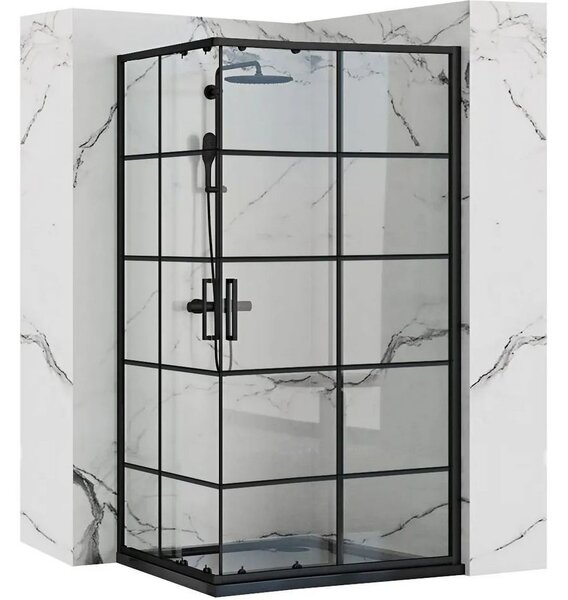 Rea - Concept zuhanykabin tolóajtóval 80 x 100 cm, fekete profil - átlátszó üveg 5 mm, REA -K6389