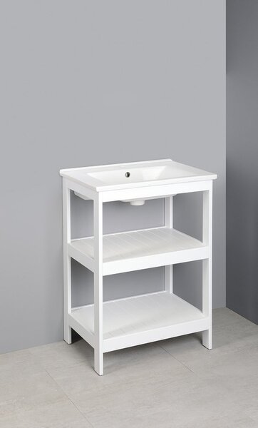 Aqualine Aqualine, ETIDE polcos mosdó 61,5x85x44 cm, matt fehér, ET610