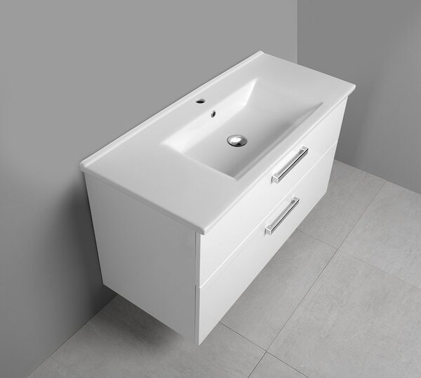 Aqualine Aqualine, VEGA mosdó szekrény 100cm, 2x fiókos, fehér, VG103