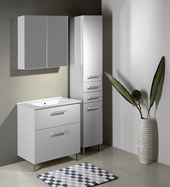 Aqualine Aqualine, VEGA mosdószekrény 62x72,6x43,8 cm, 2x fiókos, fehér, VG063