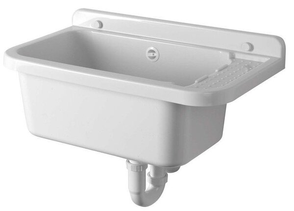 Aqualine Aqualine, Függesztett mosogató tárolórésszel 60x34cm, műanyag, fehér, PI5060