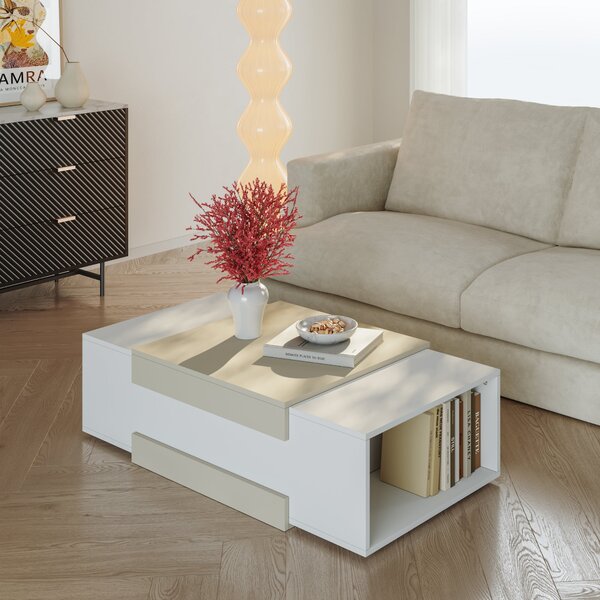 En.casa Dohányzóasztal Eljak 110x57x31 cm Fehér / Zabpehely 110 x 57 x 31 cm