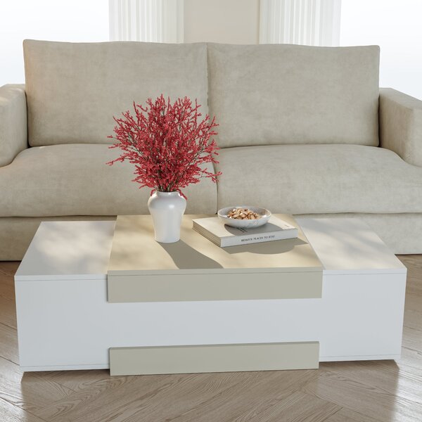 En.casa Dohányzóasztal Eljak 110x57x31 cm Fehér / Zabpehely 110 x 57 x 31 cm