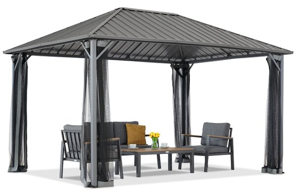 Itaka 3x6 kerti pavilon szúnyoghálóval antracit Garden Point