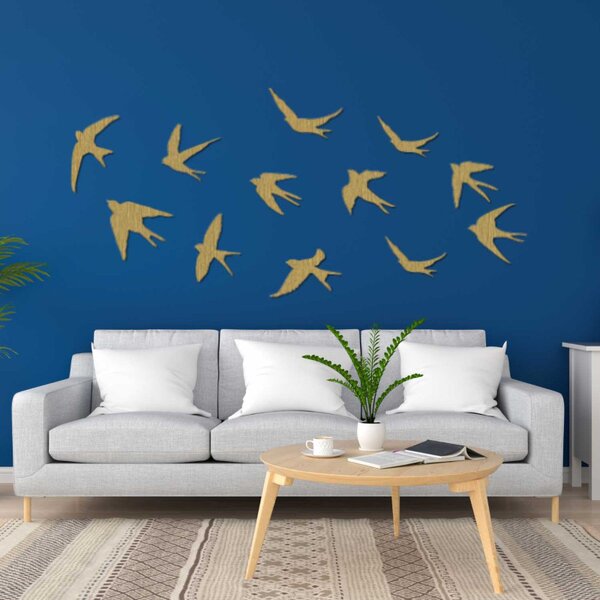 Fából készült fali dekorációk repülő madarak | FLOCK