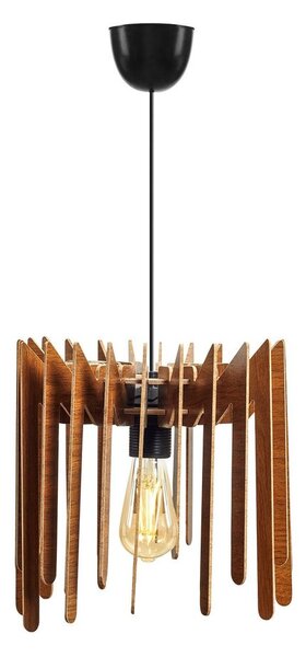 Mennyezeti lámpa, MDF fa, állítható kábellel, dióbarna, 30cm - GROTTES