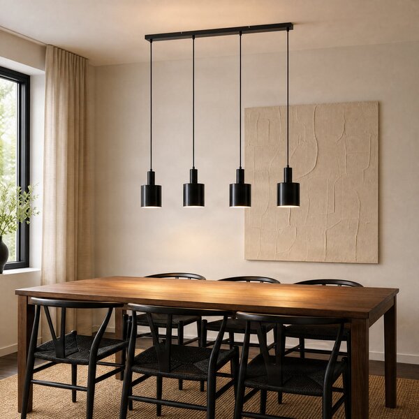 Függőlámpa Lindby, Ovelia, dimmable, Fekete, Konyha, Fém, Modern