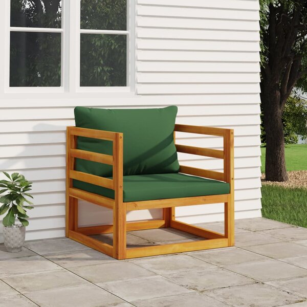 VidaXL tömör akácfa kerti szék zöld párnákkal
