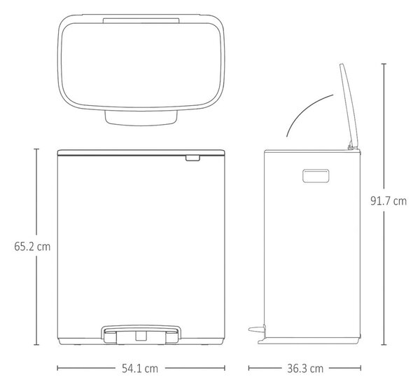 Matt fekete acél pedálos szemetes 60 l Bo – Brabantia