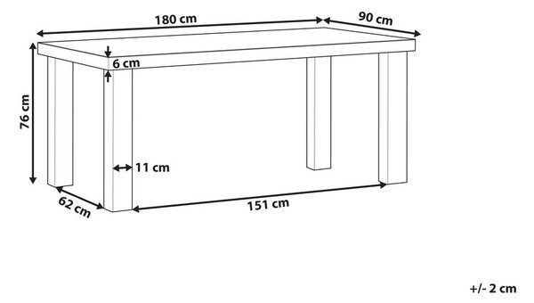 Kerti asztal TARANTO 180 cm 90 cm Beton Szürke