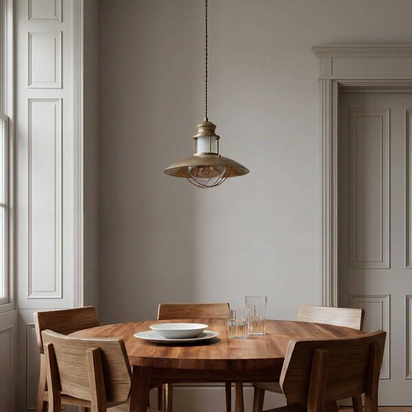 Lindby Louisanne függő világítás, barna, fém, Ø 35 cm, dimmelhető, Barna / rozsda, Folyosó, fém, Tengeri