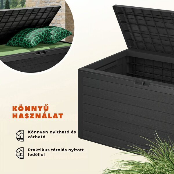 WOODEBOX tárolódoboz, 280l, 120x46x57cm, antracit Prosperplast
