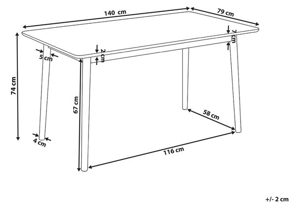 Étkezőasztal ELVYN Világos tölgy 140 cm 80 cm