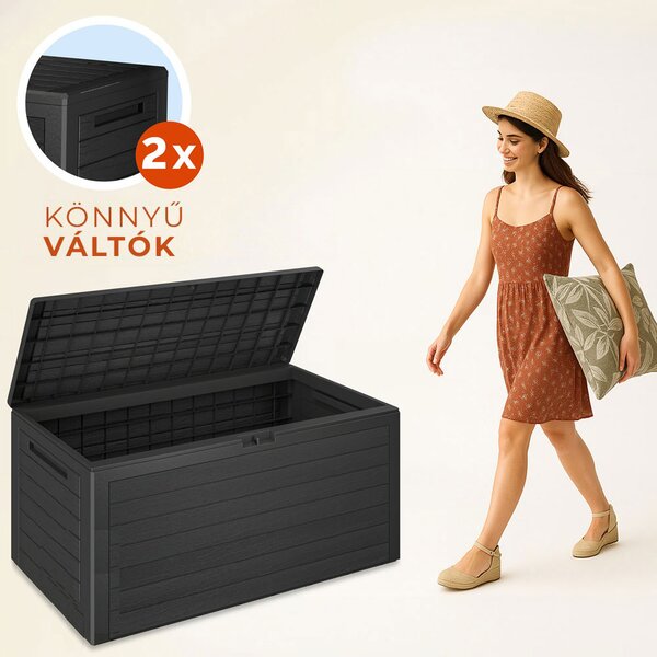 WOODEBOX tárolódoboz, 280l, 120x46x57cm, antracit Prosperplast