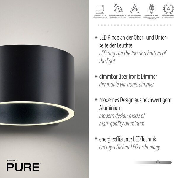 Paul Neuhaus modern fali lámpa pure clipse szürke pln8561-15