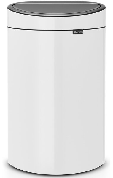 Brabantia Touch Bin New Soft-Touch nyomófedeles hulladékgyűjtő belső tartállyal, ovális, 40L - L méret, acél, fehér - 114984