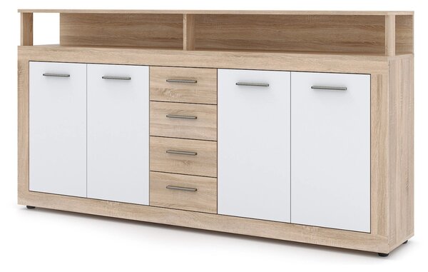 BLAGO komód 190 cm, sonoma tölgy/fehér