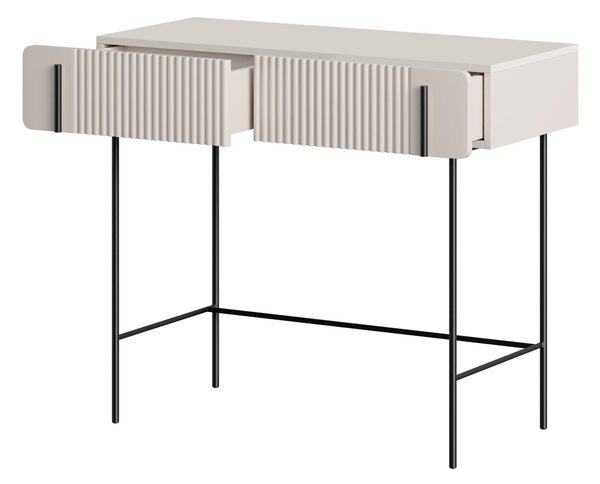 Malmi fiókos sminkasztal 100 cm - kasmír / fekete lábak