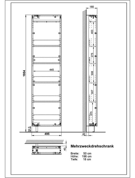 Fehér előszoba szekrény 50x195x18 cm Rotary – Germania