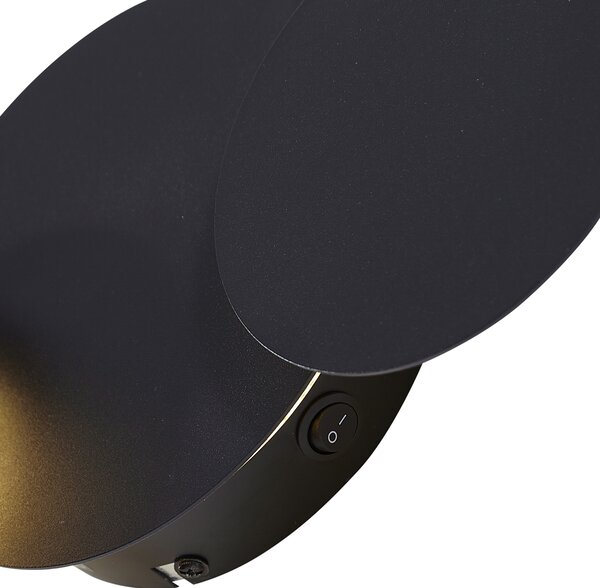 Modern fekete fali lámpa LED-del, 3 lépésben dimmelhető, 3-lámpás - Sunrise
