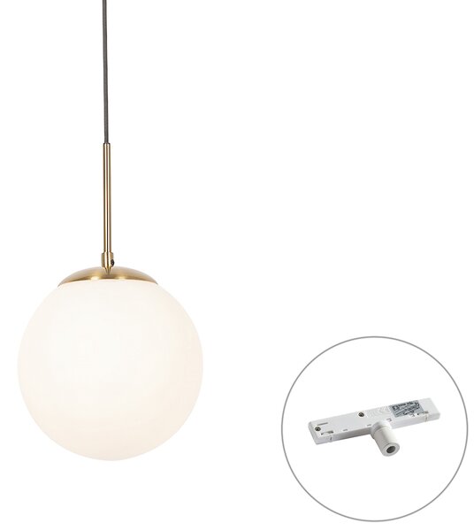 Art Deco függőlámpa arany színben, opálüveggel, fehér 1 fázisú sínadapterrel - Slimline Flore