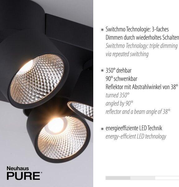 Paul Neuhaus modern spot lámpa pure-nola fekete pln6454-18