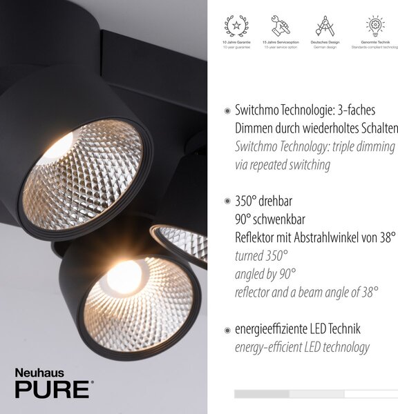 Paul Neuhaus modern spot lámpa pure-nola fekete pln6454-18