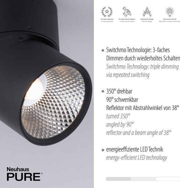 Paul Neuhaus modern spot lámpa pure-nola fekete pln6452-18