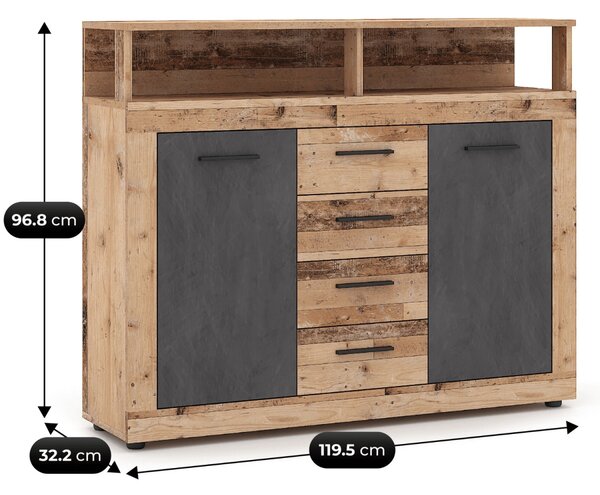 BLAGO MIDI B komód 119,5 cm, natúr tölgy/grafit