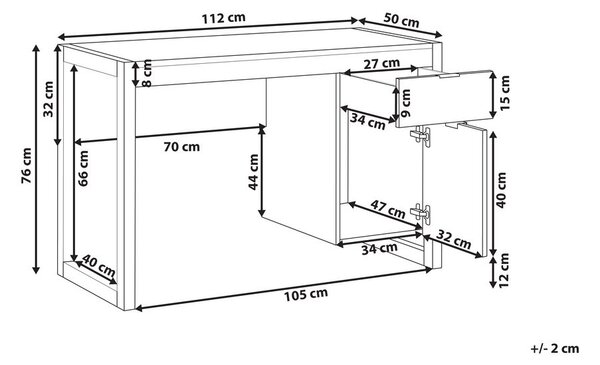 Íróasztal JOHNSON Világosbézs 112 cm 50 cm