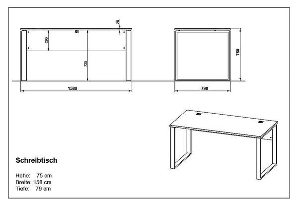 Íróasztal tölgyfa dekorral 158x79 cm Lioni - Germania