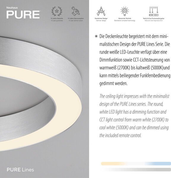Paul Neuhaus modern mennyezeti lámpa pure lines round acél pln6310-95