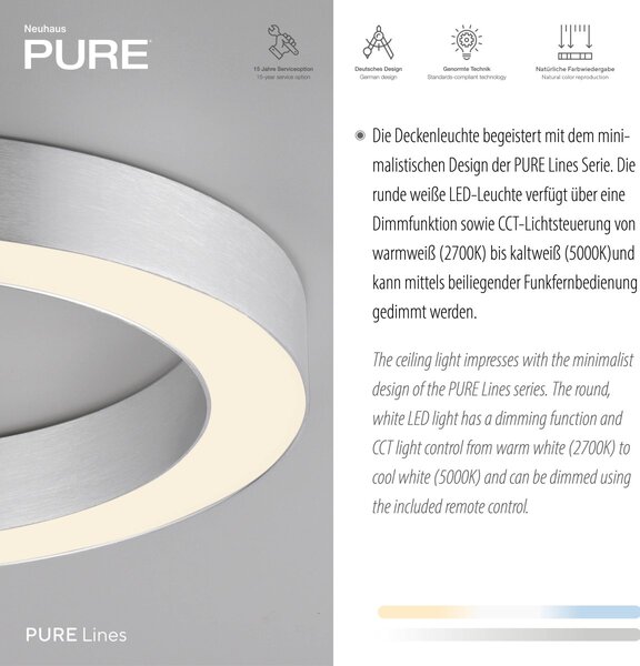 Paul Neuhaus modern mennyezeti lámpa pure lines round acél pln6310-95