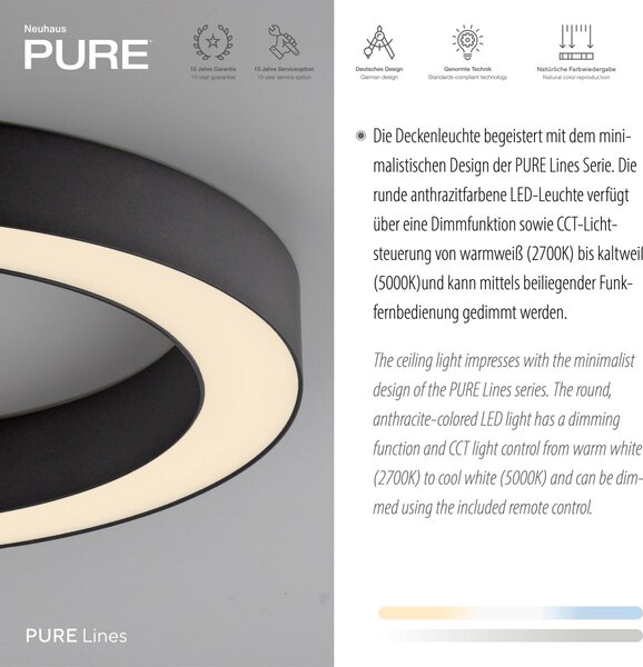 Paul Neuhaus modern mennyezeti lámpa pure lines round grafit pln6310-13